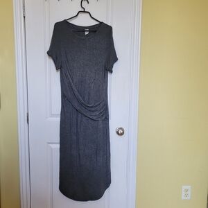 Anthropologie Akemi + Kin dress grey stretch rayon short sleeve XL maxi neutral